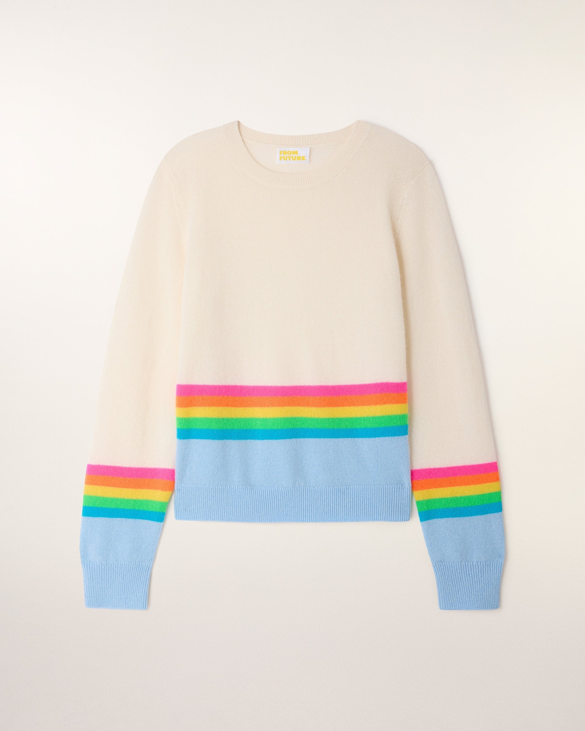 Striped Round Neck Sweater - Baby Blue