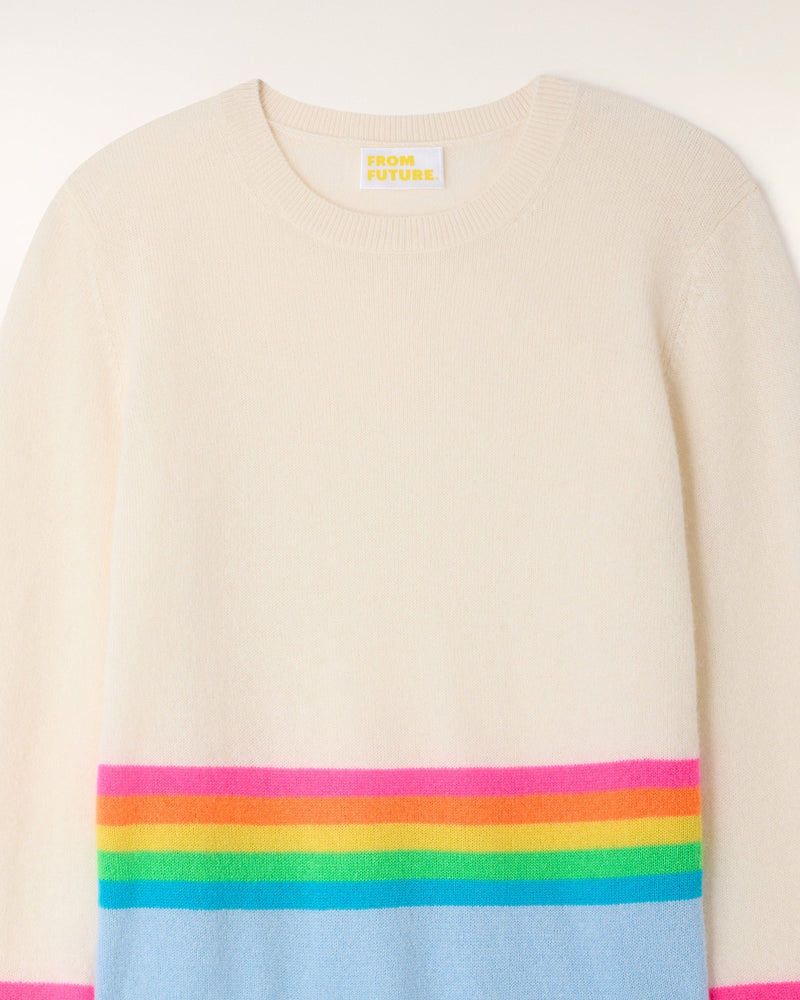 Pull Col Rond à Bandes - Baby Blue