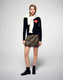 Pull Col Rond Cœur Broderie Future - Noir - Femme