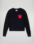 Pull Col Rond Cœur Broderie Future - Noir - Femme