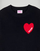 Pull Col Rond Cœur Broderie Future - Noir - Femme