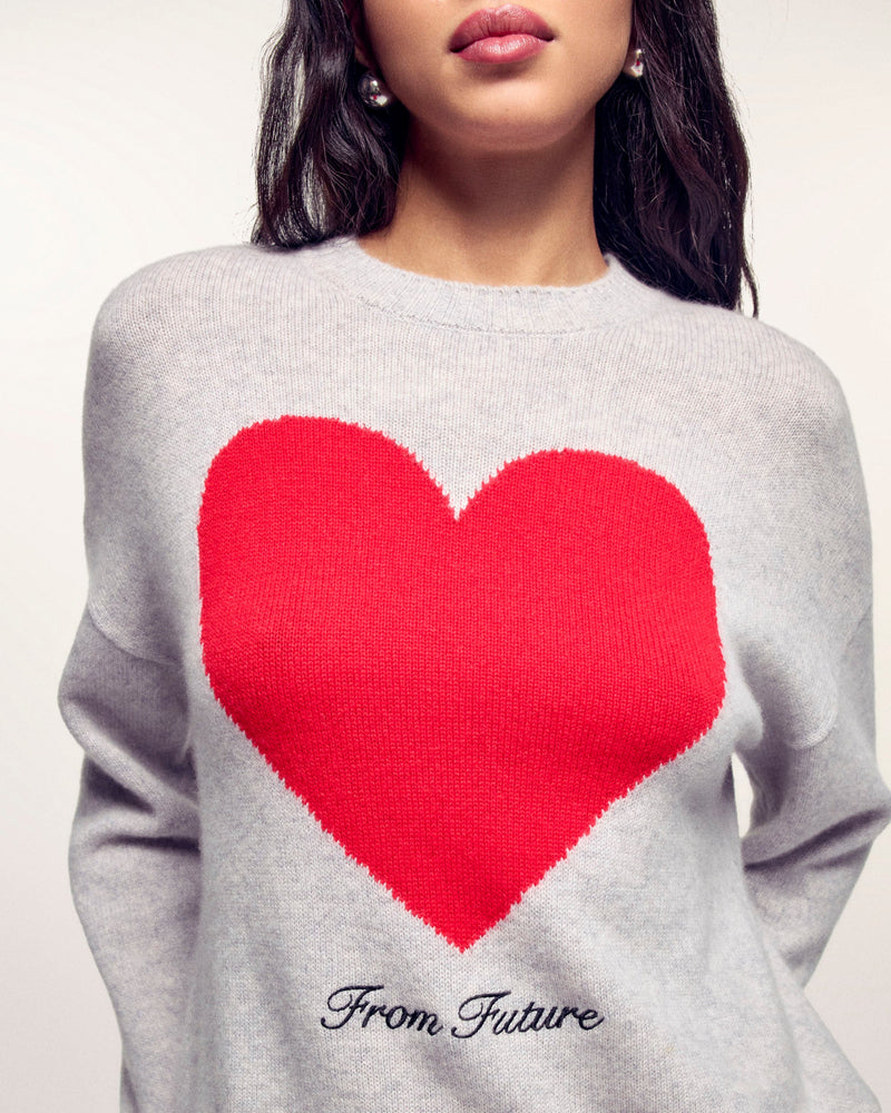 Pull Col Rond Coeur Broderie "From Future"