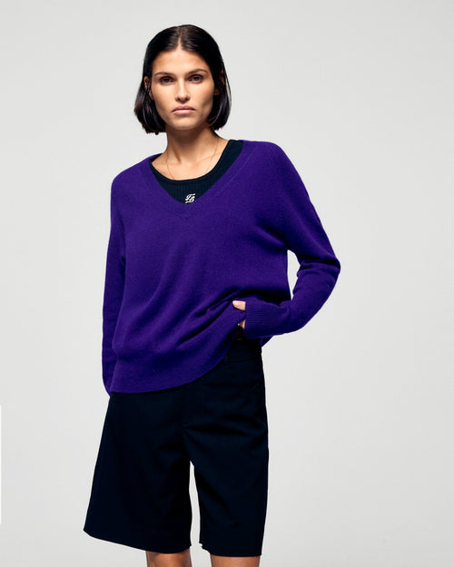 Pull Col V - Velvet Purple - Femme