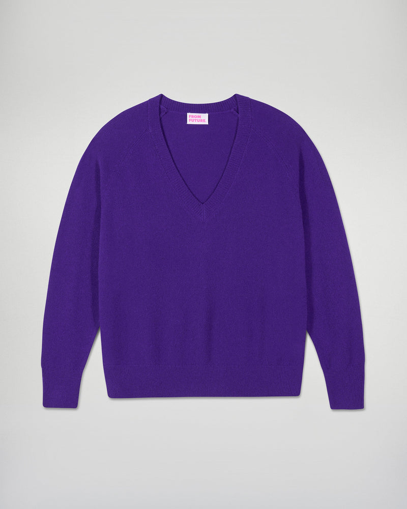 Pull Col V - Velvet Purple - Femme
