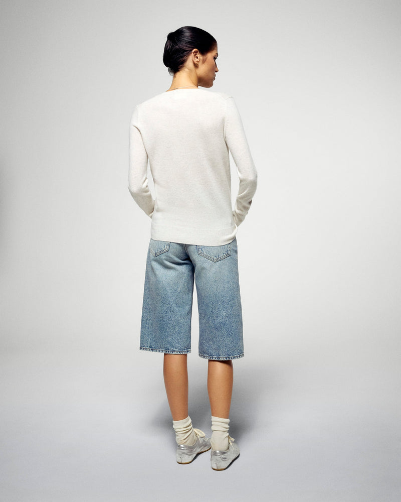 Pull Col V - Ecru Chiné - Femme