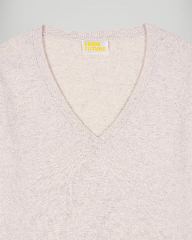 Pull Col V - Ecru Chiné - Femme