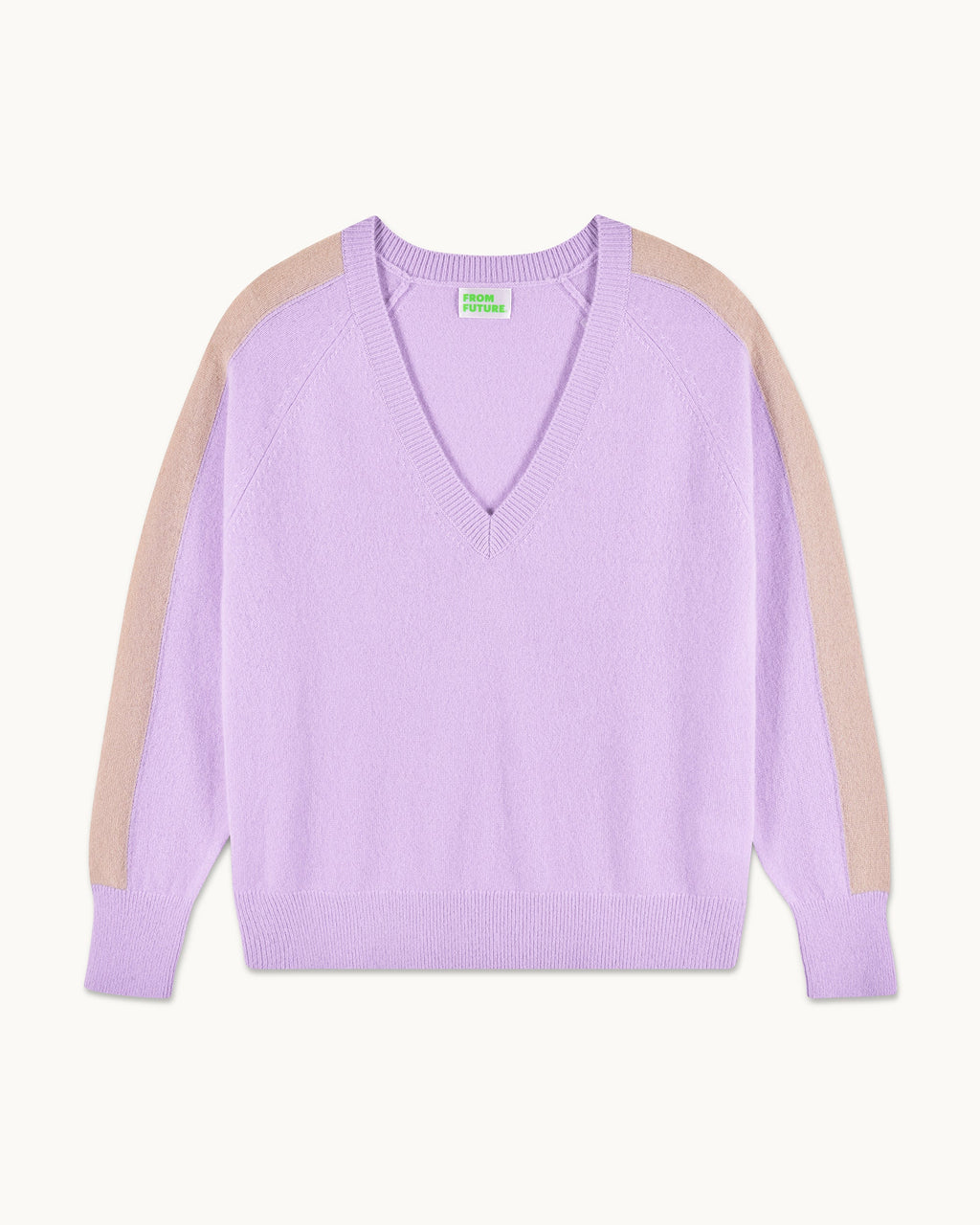 Jersey oversize de cuello en V con bandas - Lila fantasía - Mujer