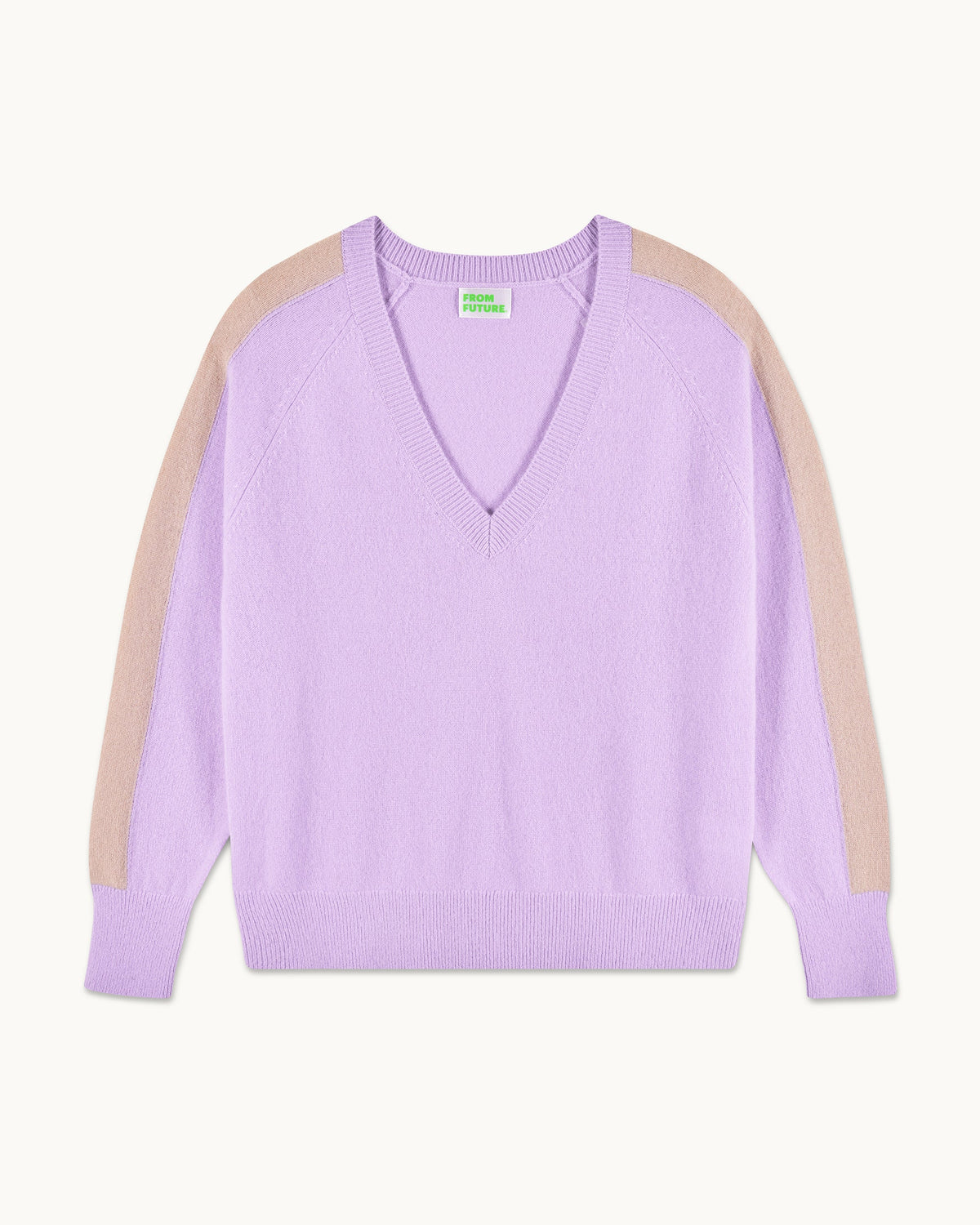 Jersey oversize de cuello en V con bandas - Lila fantasía - Mujer