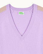 Jersey oversize de cuello en V con bandas - Lila fantasía - Mujer
