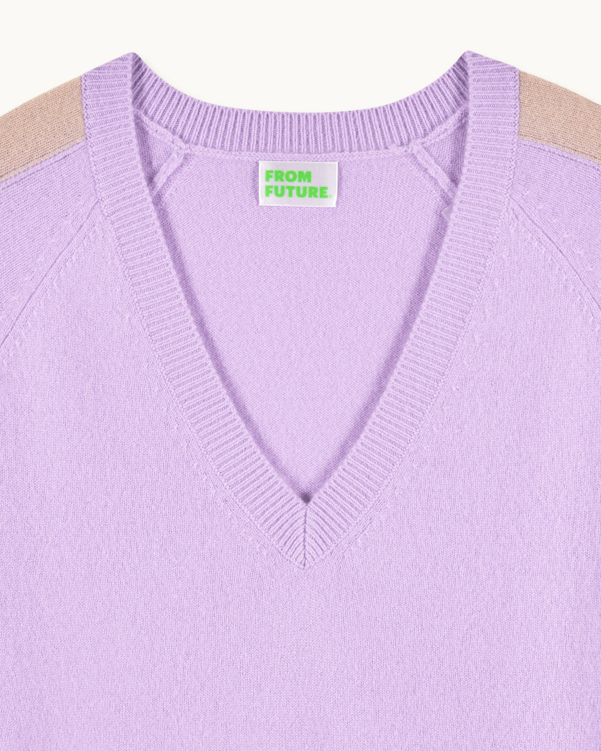Jersey oversize de cuello en V con bandas - Lila fantasía - Mujer