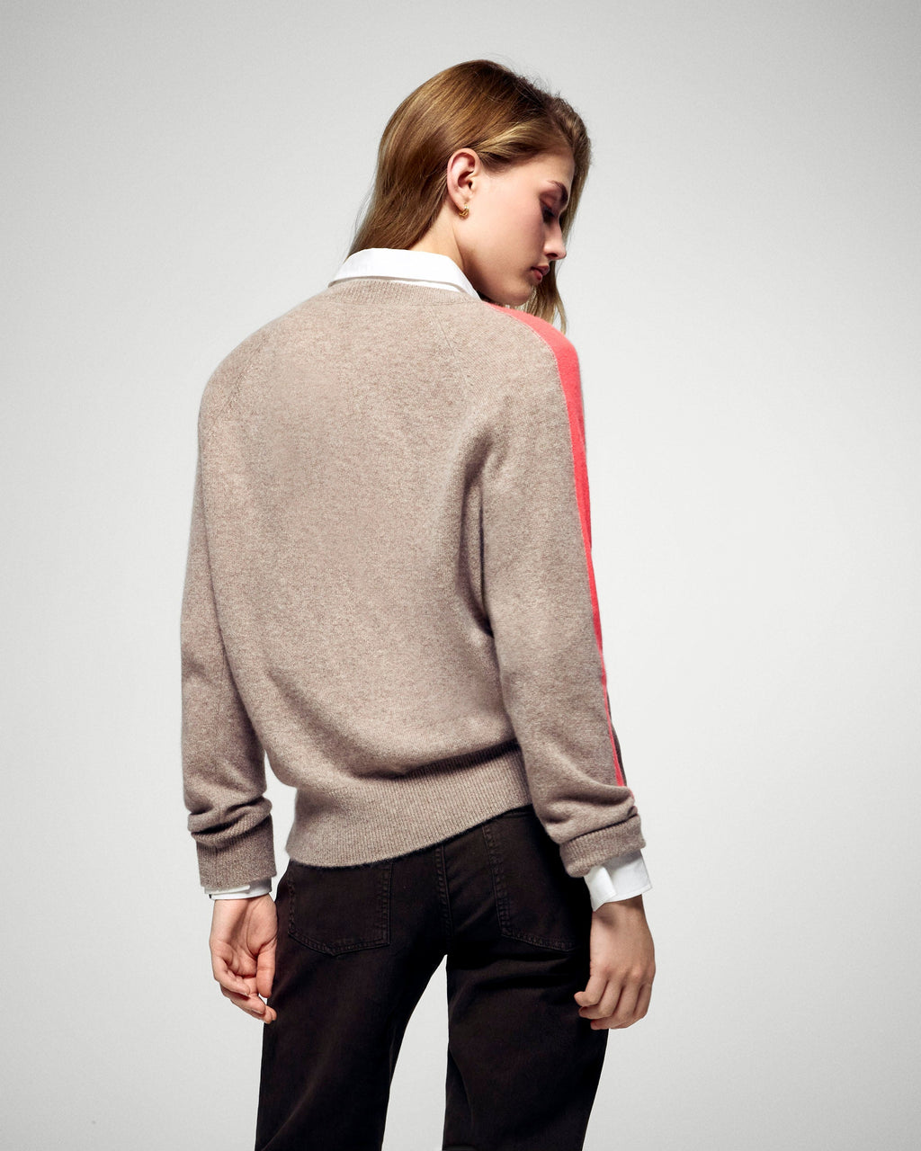 Jersey de cuello en V - Topo jaspeado - Mujer