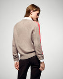 Pull Col V - Taupe Chiné - Femme