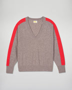 Jersey de cuello en V - Topo jaspeado - Mujer