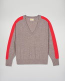 Pull Col V - Taupe Chiné - Femme