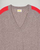 Pull Col V - Taupe Chiné - Femme