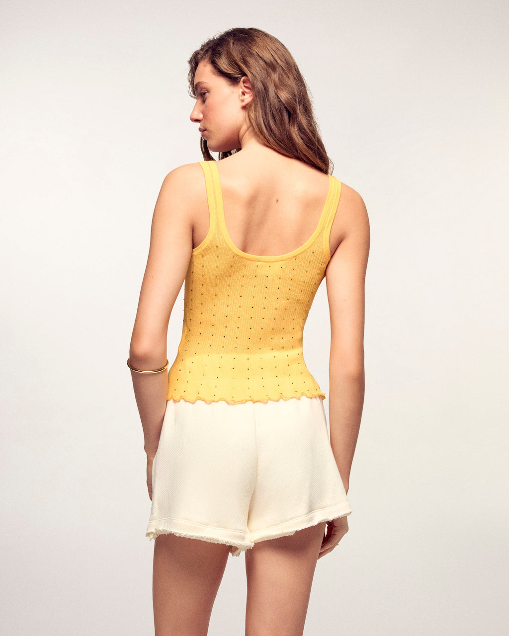 Camiseta sin mangas con diamantes de imitación