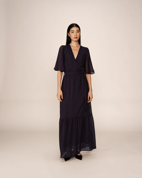 Vestido largo Perse - Azul marino