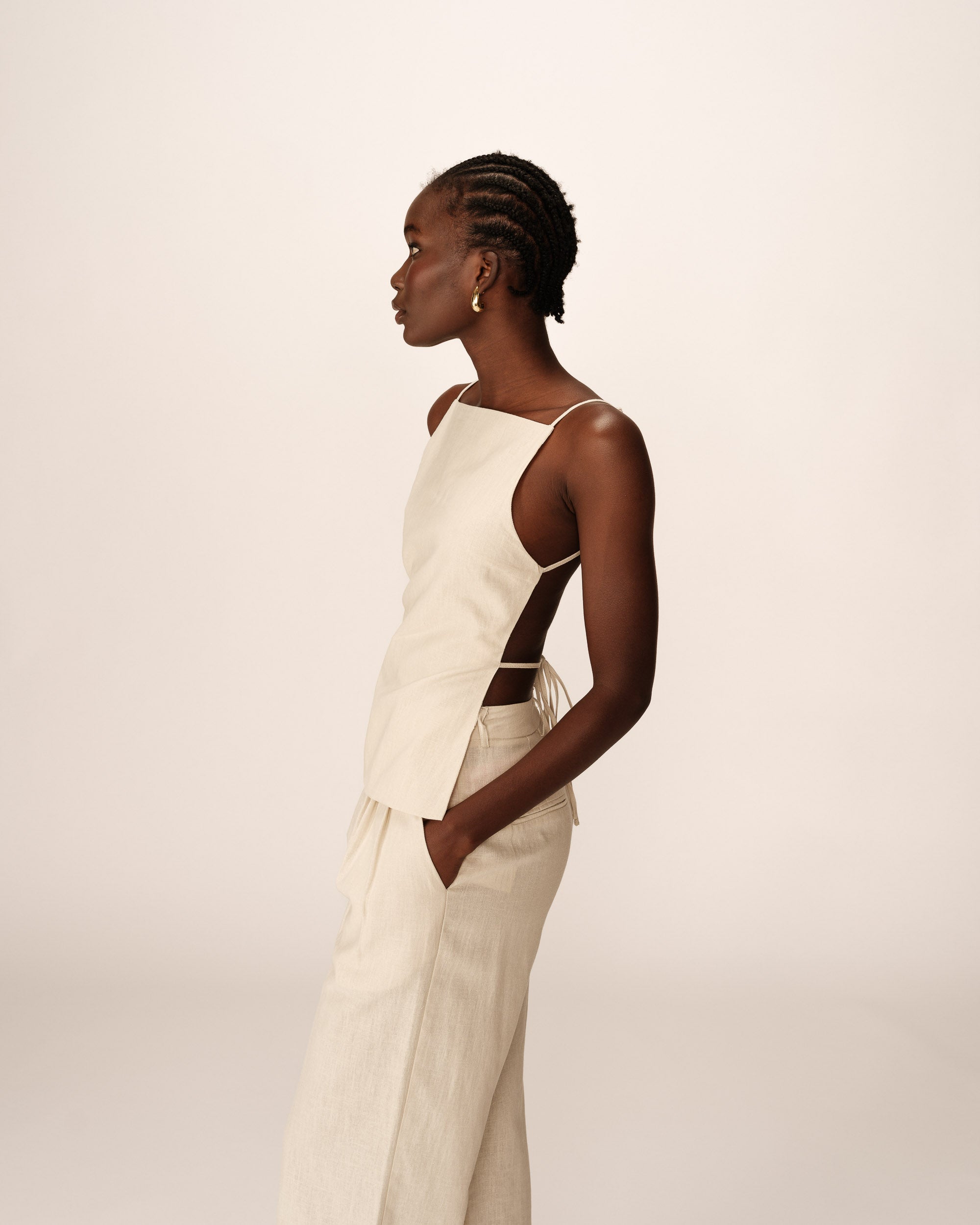 Pesto Beige Backless Top