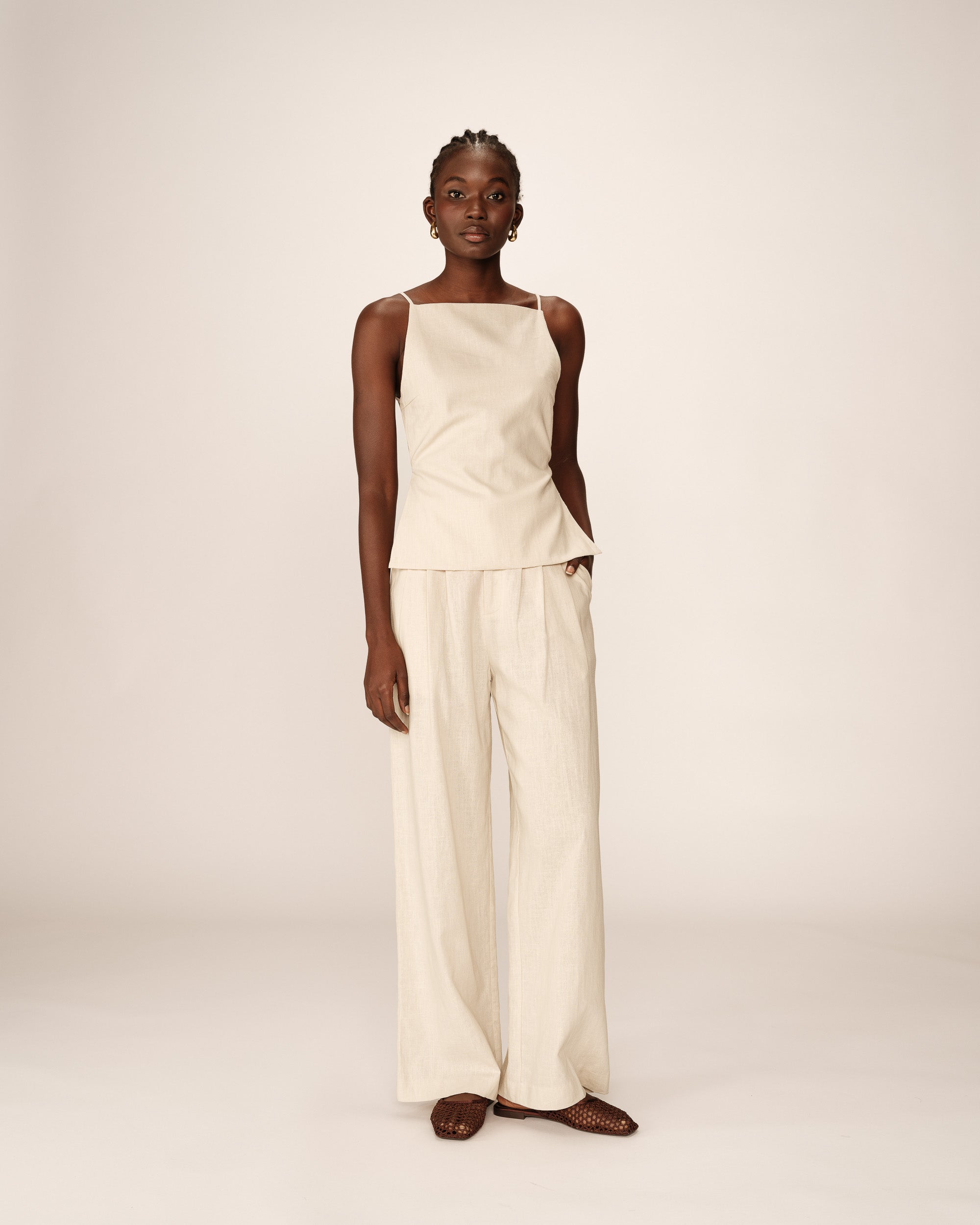 Pesto Beige Backless Top