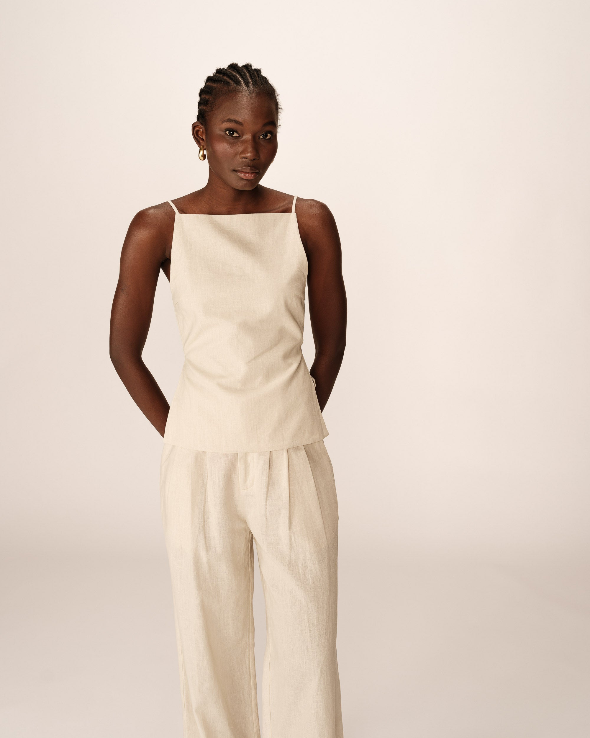 Pesto Beige Backless Top