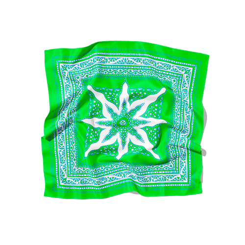 Foulard Siargao Soie - Vert & Blanc - 100% Soie