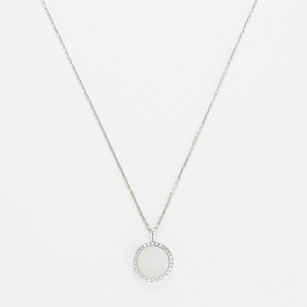 Pendentif "Round Nacre" D0,08/28 & Nacre - Or Blanc 375/1000