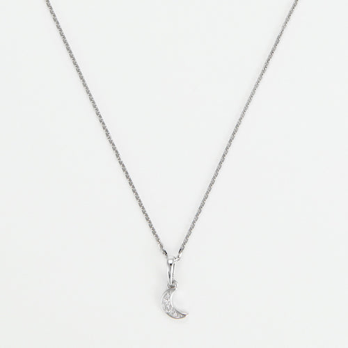 Pendentif "Diamond Moon" Diamants 0,01/5 - Or Blanc 375/1000