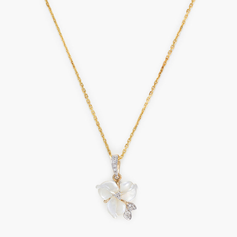 "Tradescantia" Pendant with 0.04/12 Diamonds and White Mother-of-Pearl