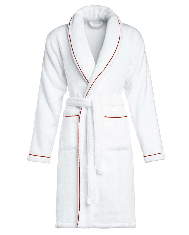 Peignoir - Éponge - Blanc Liseré Rouge Basque Aj233F