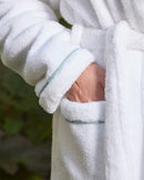 Peignoir - Éponge - Blanc Liseré Bleu Givré