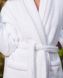 Peignoir - Éponge - Blanc Liseré Rose Nymphe