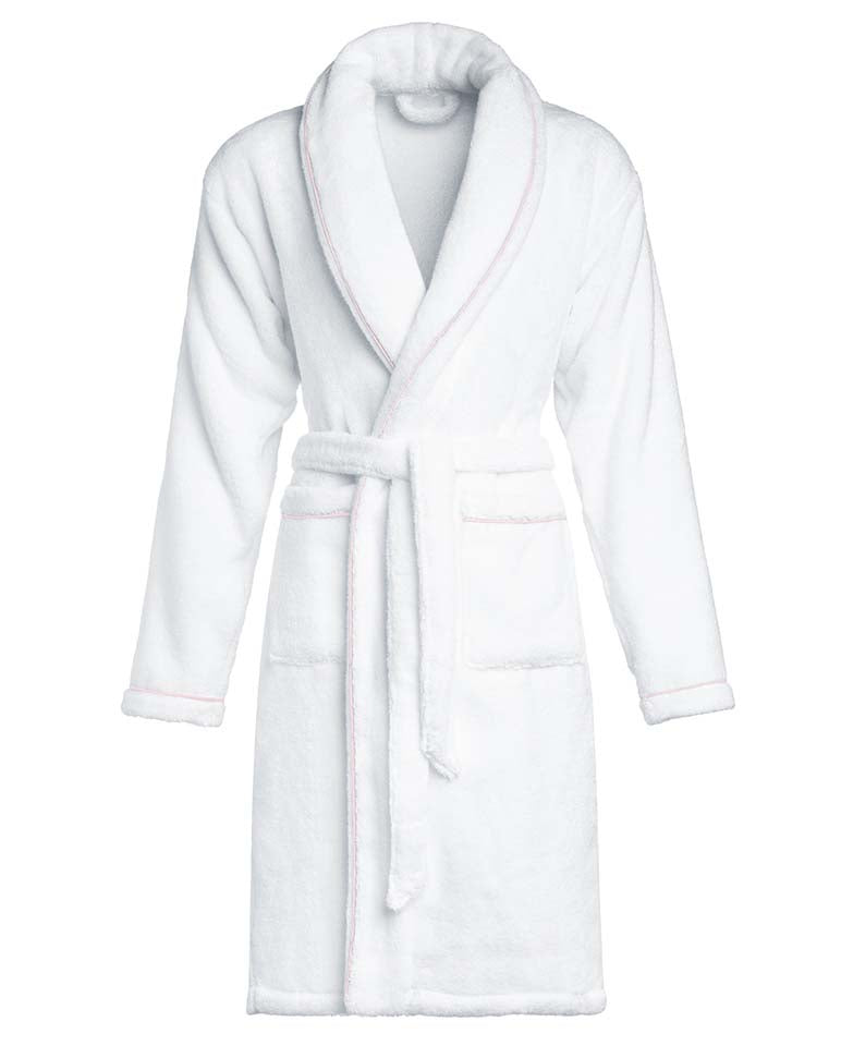 Peignoir - Éponge - Blanc Liseré Rose Nymphe