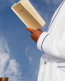 Peignoir - Éponge - Blanc Liseré Bleu Cobalt