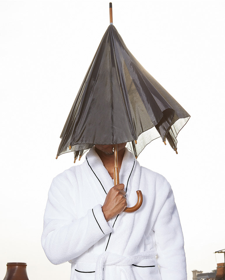 Peignoir - Éponge - Blanc Liseré Noir