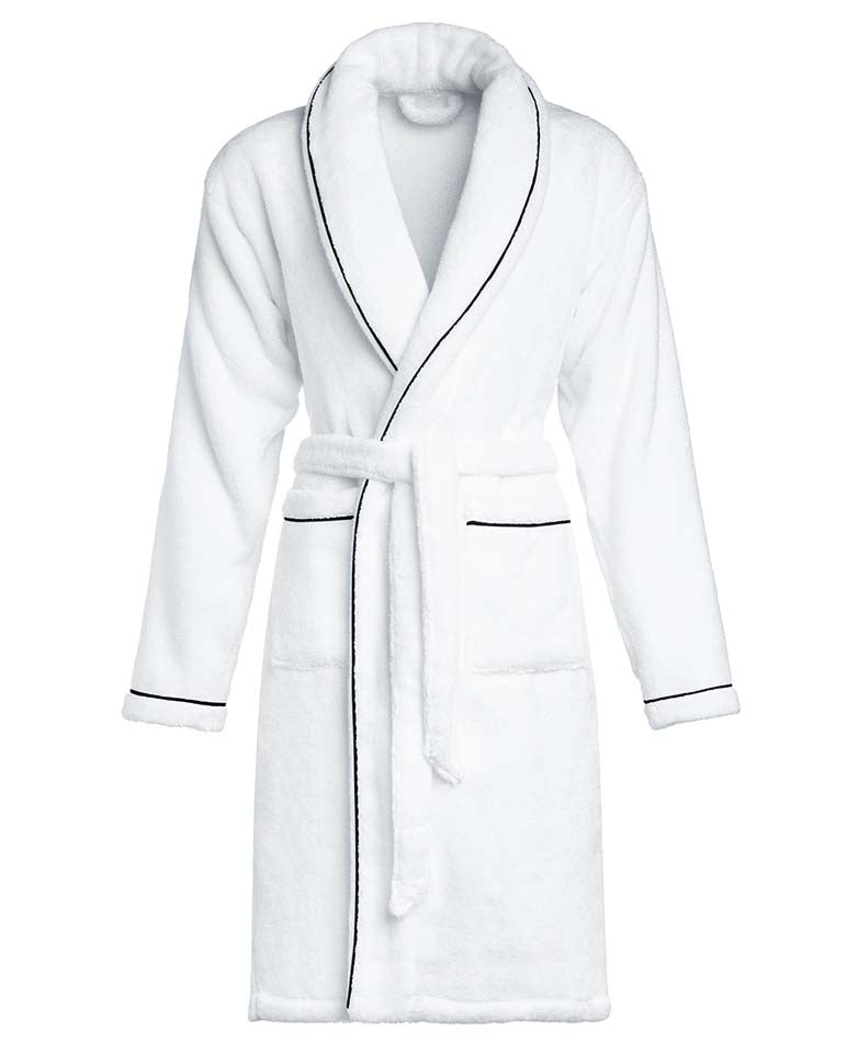 Peignoir - Éponge - Blanc Liseré Noir
