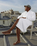 Peignoir Éponge - Blanc Liseré Vert Anglais