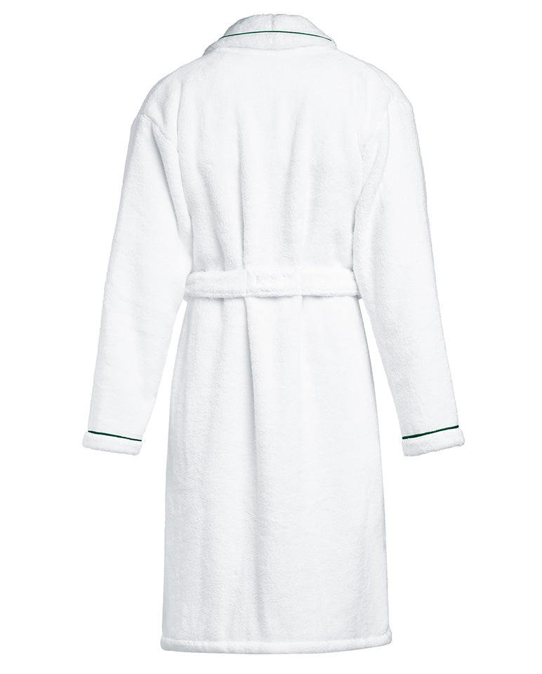 Accappatoio in spugna - Bianco con profilo verde inglese