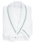 Accappatoio in spugna - Bianco con profilo verde inglese