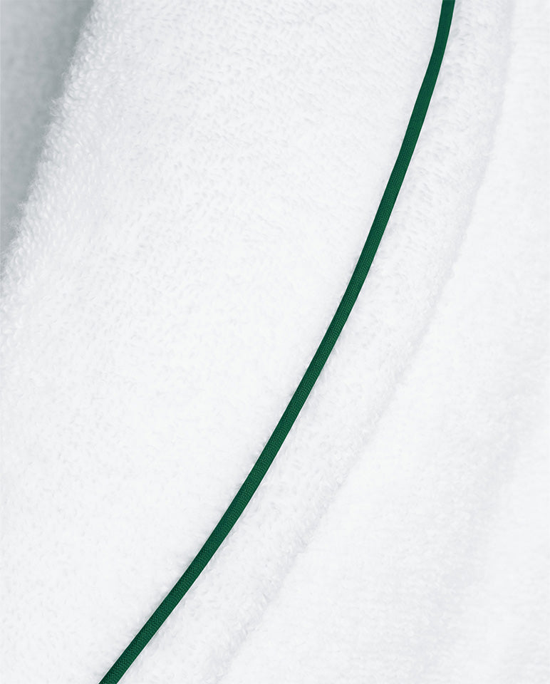 Peignoir Éponge - Blanc Liseré Vert Anglais