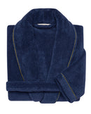 Peignoir éponge - Bleu Nuit liseré Kaki