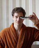 Peignoir Éponge Col Châle - Caramel Liseré Bleu Lavande