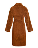 Peignoir Éponge Col Châle - Caramel Liseré Bleu Lavande