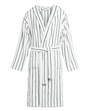Peignoir à capuche éponge - Blanc rayé Noir