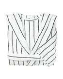 Peignoir à capuche éponge - Blanc rayé Noir