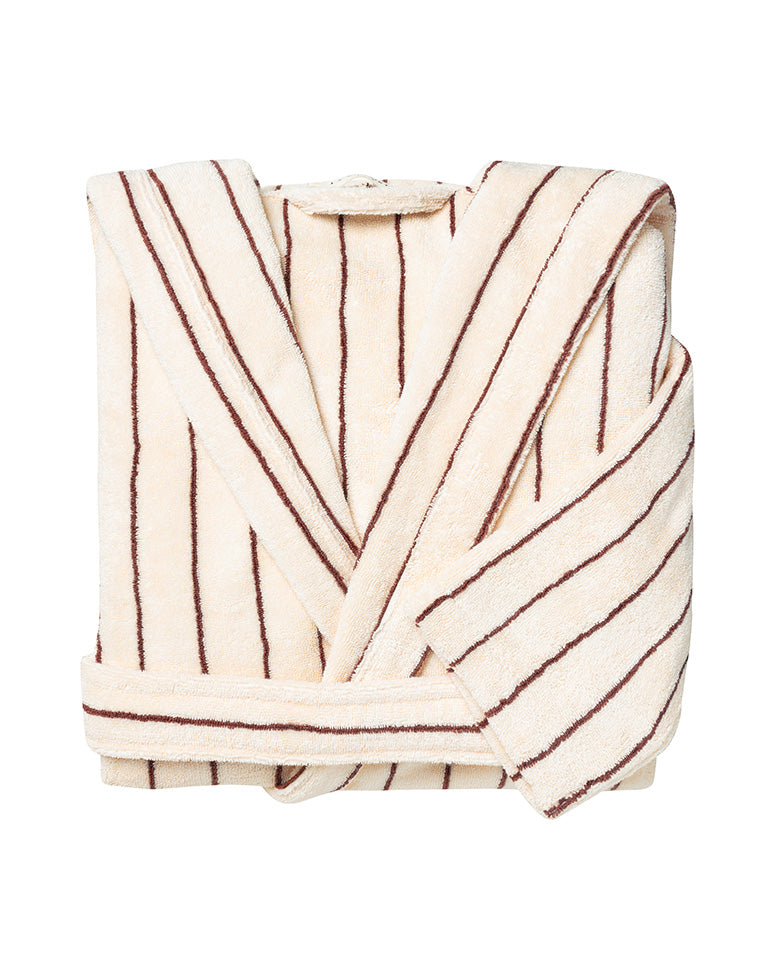 Peignoir À Capuche Éponge - Beige Rayé Brun