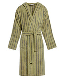 Peignoir à capuche éponge - Vert rayé Bleu