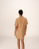 Vestido Corto Cuello Abotonado Camel Philine
