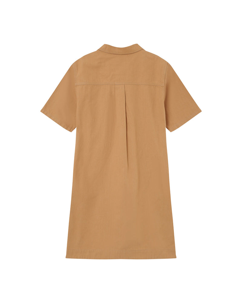 Vestido Corto Cuello Abotonado Camel Philine