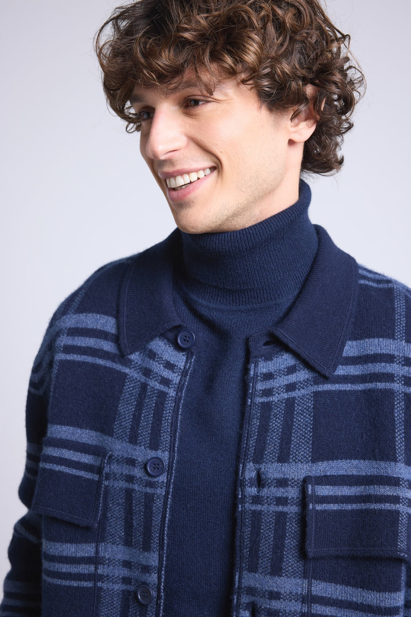 Surchemise A Carreaux Philly - Bleu Marine Et Indigo - Homme