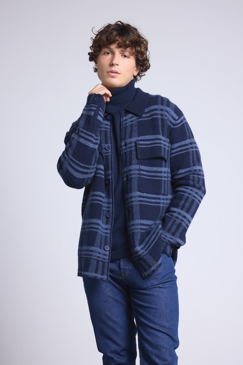 Surchemise A Carreaux Philly - Bleu Marine Et Indigo - Homme